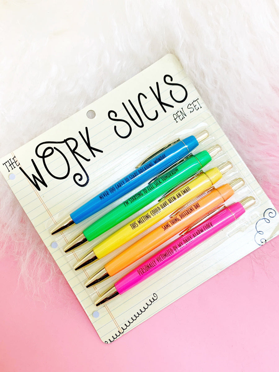 Work Sucks Pen Set - Funny Co-Worker Gift — Perpetual Kid