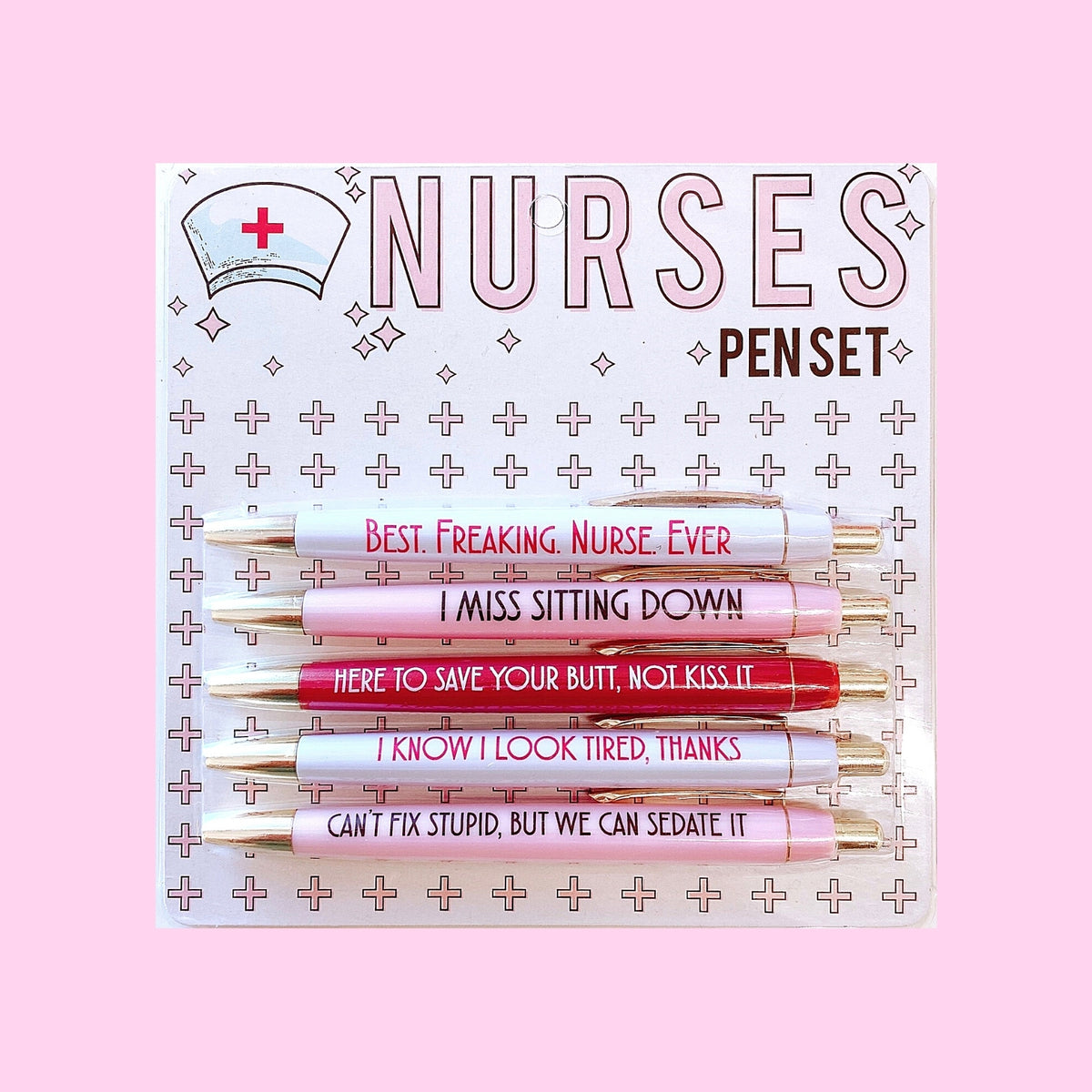 Yocartgo Fun Nurses Pen Sets, 5pcs Funny Nurses Pens Set, Inspirational  Quotes Funny Retractable Pen Greeting Pens