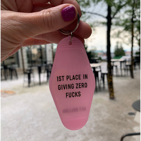 1st Place in Giving Zero Fucks Keychain in Blush Pink