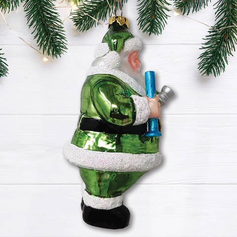 Pothead Santa Glass Christmas Ornament, Merry Weedmas Decor