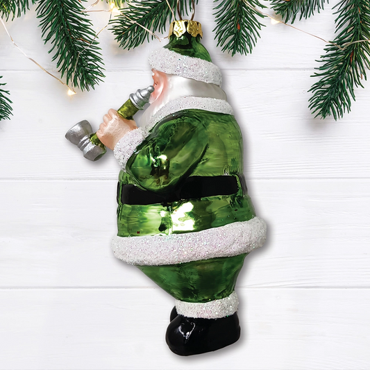 Pothead Santa Glass Christmas Ornament, Merry Weedmas Decor