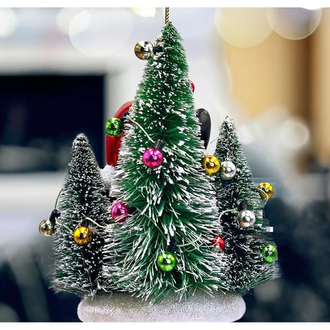 Christmas Tree Killer Funny Black Cat Glass Ornament