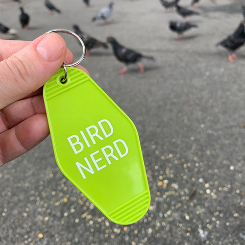 Bird Nerd Motel Style Keychain in Lime Green