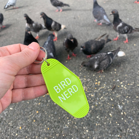 Bird Nerd Motel Style Keychain in Lime Green