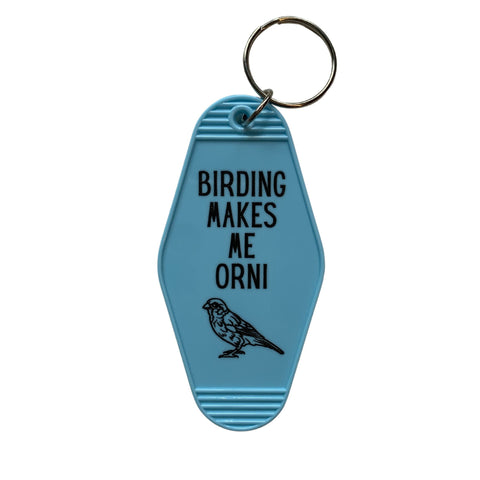 Birding Makes Me Orni Birdwatching Pun Motel Keychain