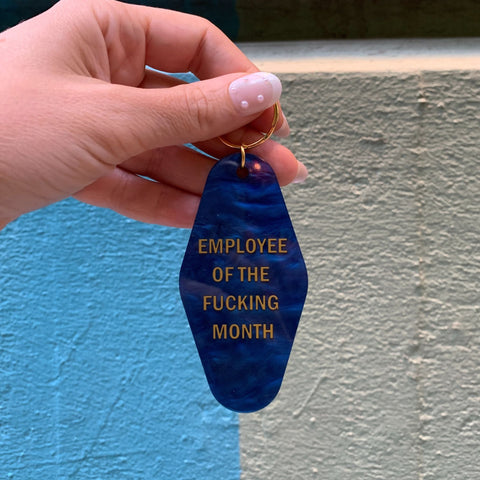 Employee of the Fucking Month Keychain in Blue Shimmer