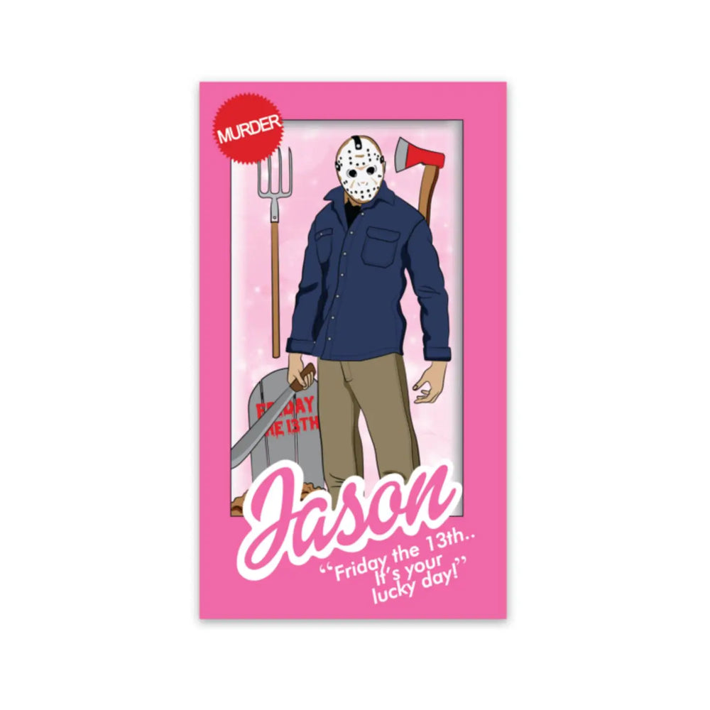 
            
                Load image into Gallery viewer, Jason + Barbie Crossover Halloween Sticker
            
        