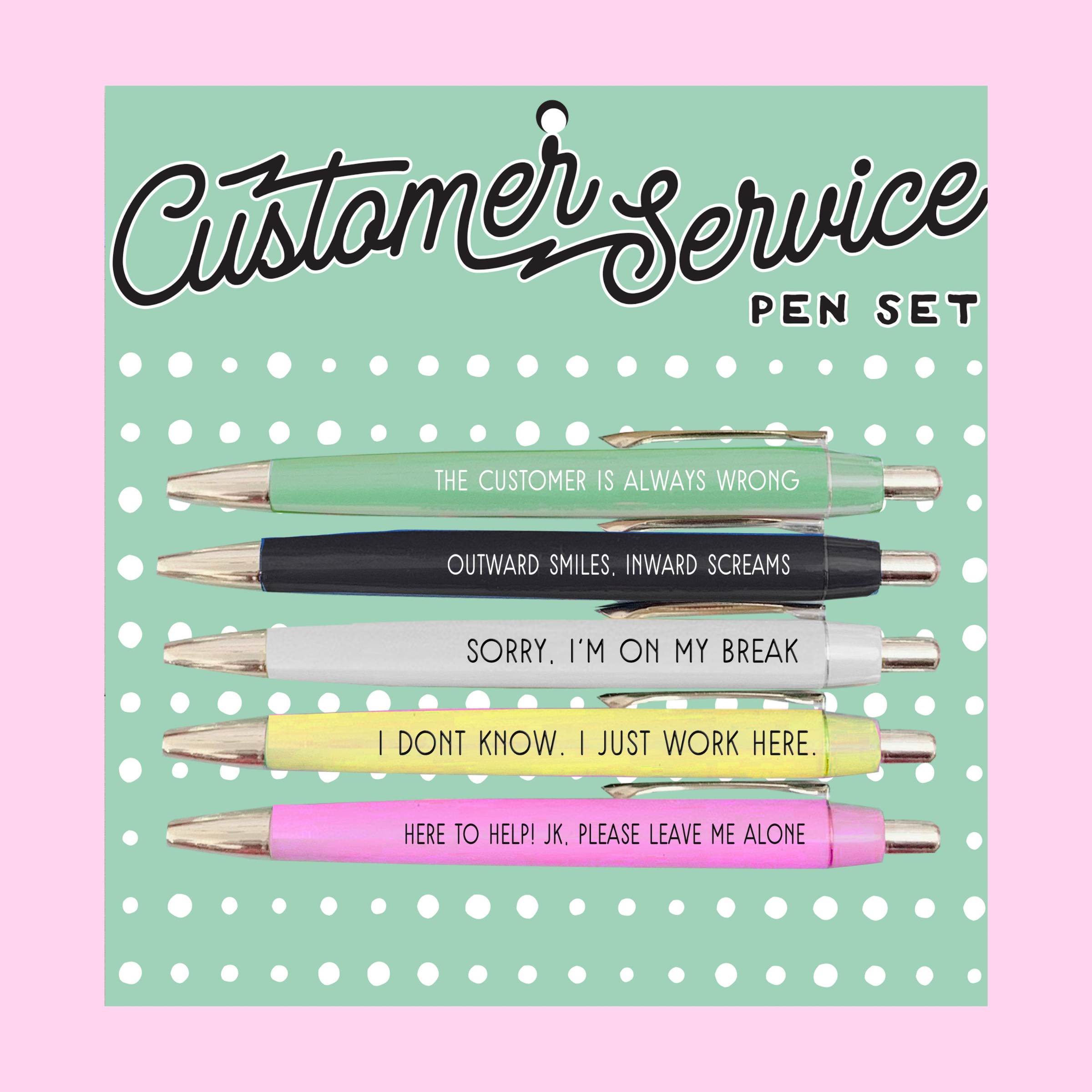 Funny Pen Set of 6 Customer Service Pens Funny for Work Co-worker