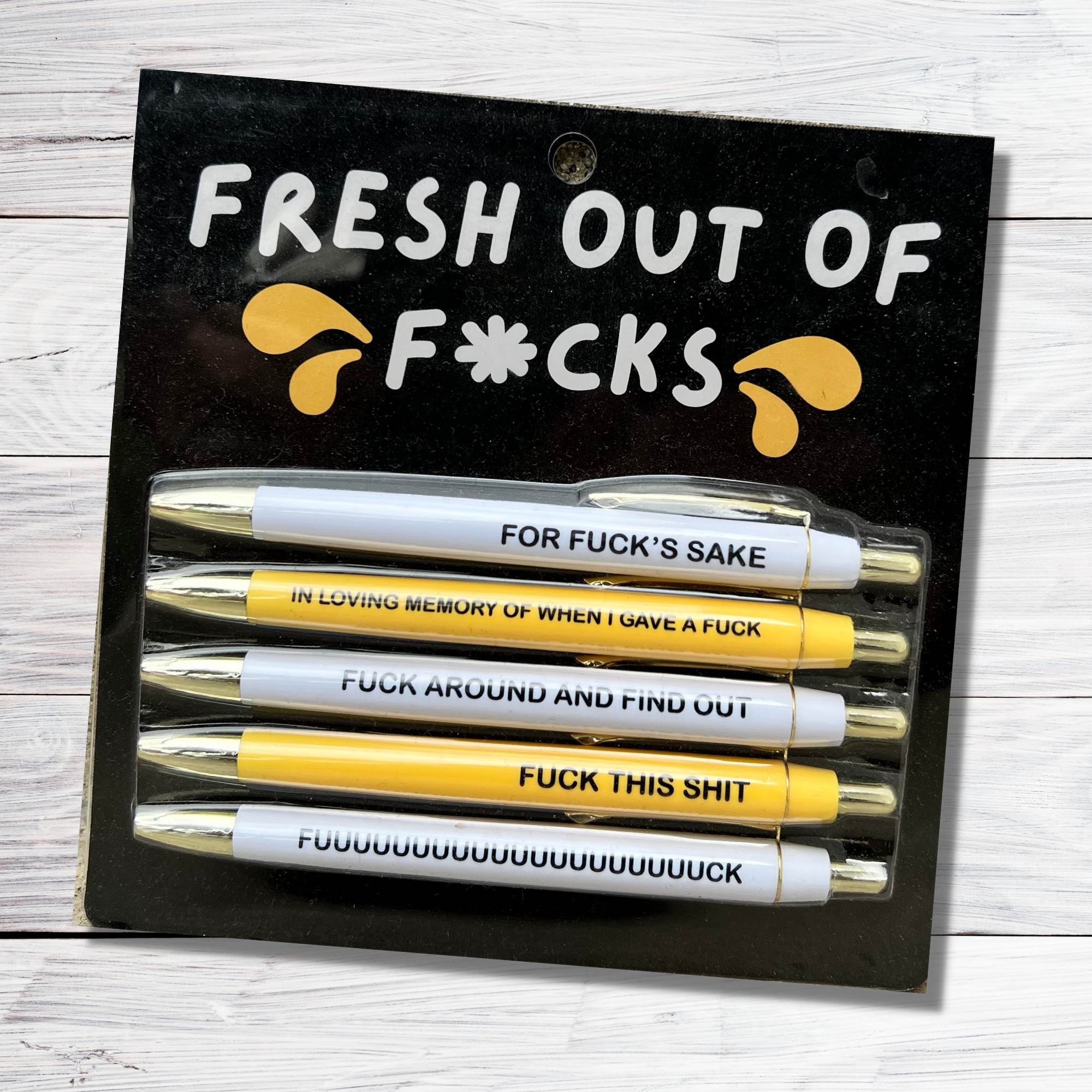 Fresh Outta Fucks Pad and Pen, Fresh Out of Fcks Pen Set, Black Post It  Notes, Snarky Novelty Office Supplies (2Black)