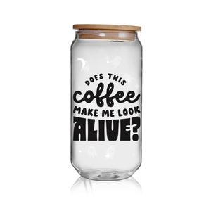
            
                Load image into Gallery viewer, Does This Coffee Make Me Look Alive? Glass Cup
            
        