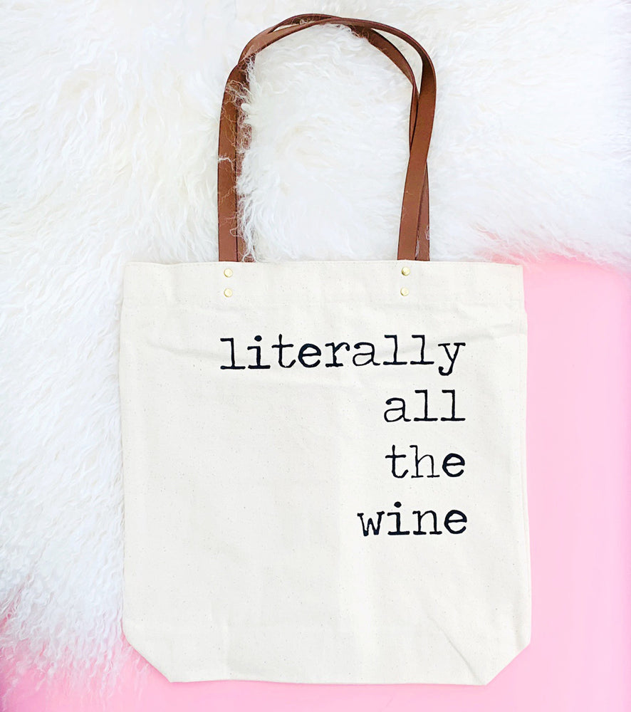 
            
                Load image into Gallery viewer, Literally All The Wine Tote Bag
            
        