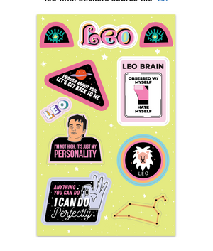
            
                Load image into Gallery viewer, Leo Astrological Sticker Sheet
            
        