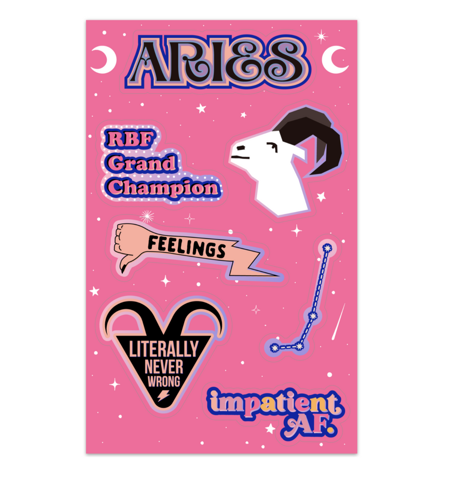 
            
                Load image into Gallery viewer, Aries Astrological Sticker Sheet
            
        