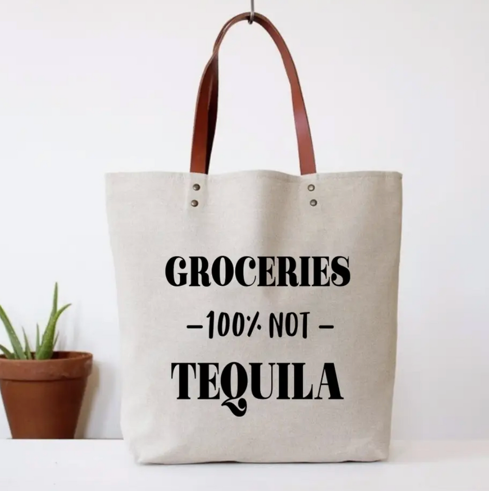 
            
                Load image into Gallery viewer, Groceries Not Tequila Tote Bag
            
        