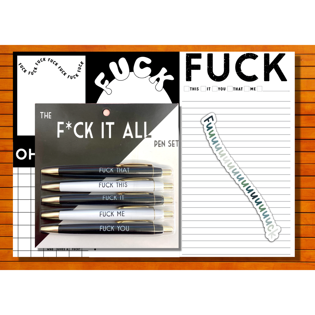 Fuck It All GIFT SET. Notepad and Pens Gift Set. Funny humor gifts