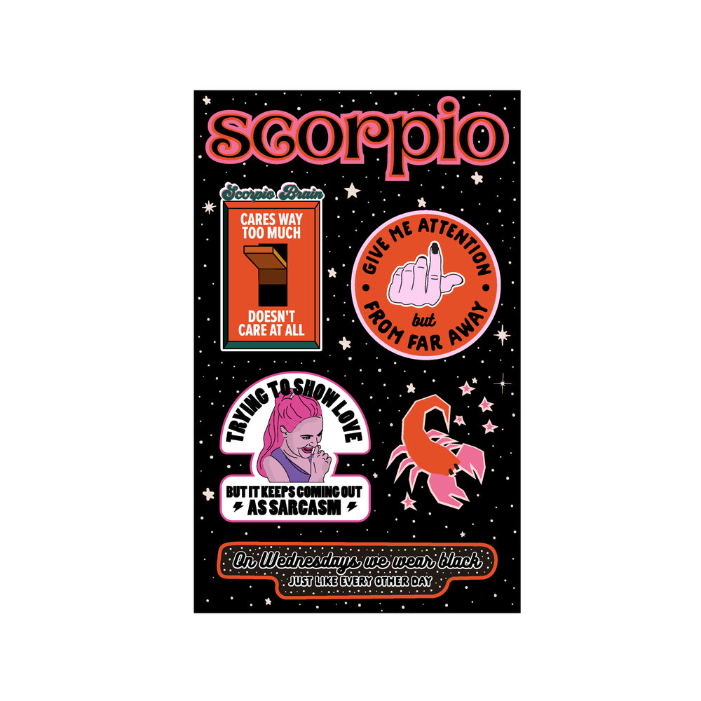 
            
                Load image into Gallery viewer, Scorpio Astrological Sticker Sheet
            
        