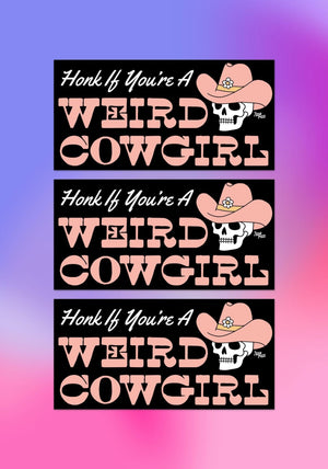 
            
                Load image into Gallery viewer, Weird Cowgirl Bumper Sticker by kaeraz
            
        